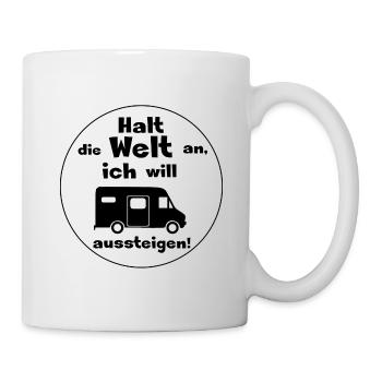 halt die welt an kastenwagen - Tasse - Weiß - Rechts