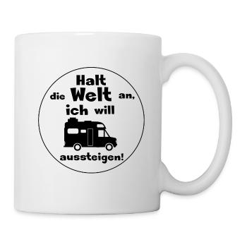 halt die welt an weltenbummler - Tasse - Weiß - Rechts