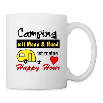 happy hour camping mit mann und hund - Tasse - Weiß - Rechts