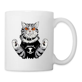 Cat loves rock music - Mug - white - Right