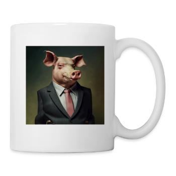 Pig in suit, boss, boss - Mug - white - Right