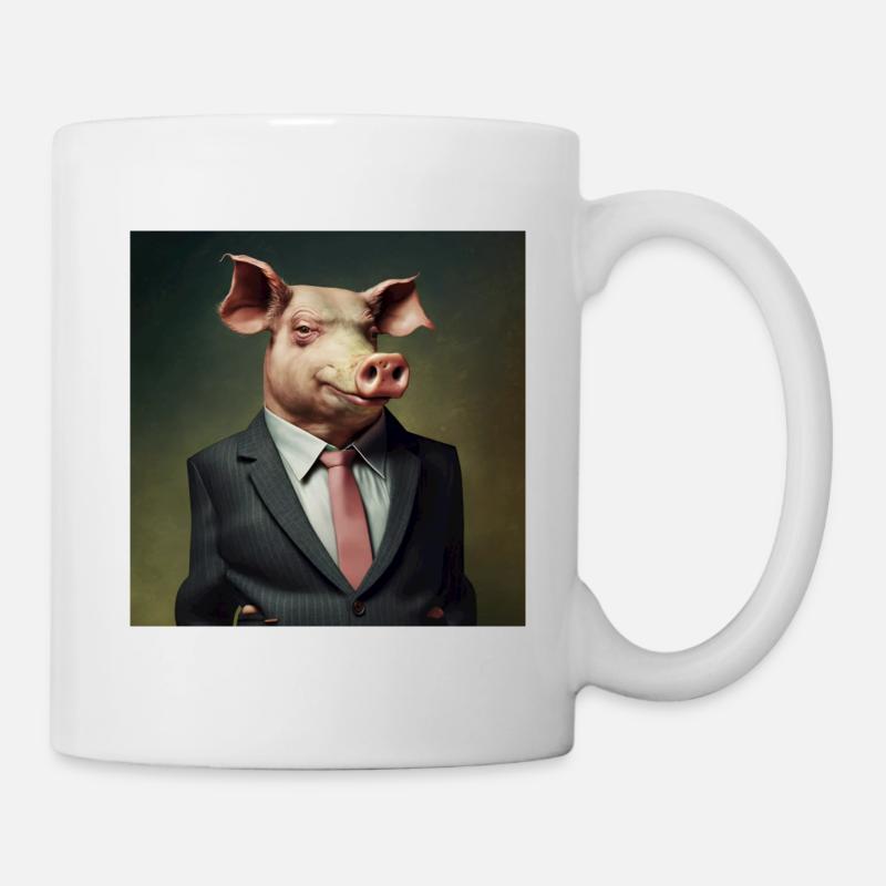 Cochon en costume, patron, patron - Mug blanc - blanc