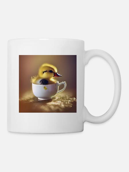 Canetons dans une tasse de thé - motif d’affiche amusant - Mug blanc - blanc