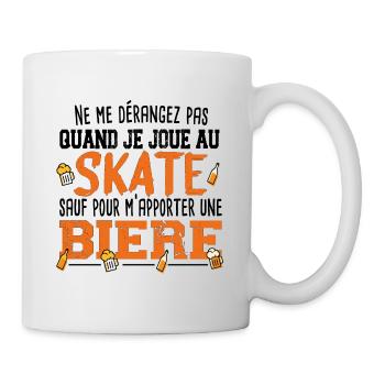 Skate Bière Skateboard Alcool Cadeau Humour Apéro - Mug blanc - blanc - Droite