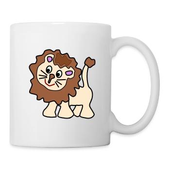 Cute funny brown lion - Mug - white - Right