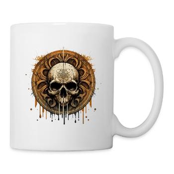 Tête de mort artistique façon médaillon de pirate - Mug blanc - blanc - Droite