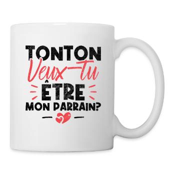 Tonton Veux tu être Mon Parrain? - Mug blanc - blanc - Droite