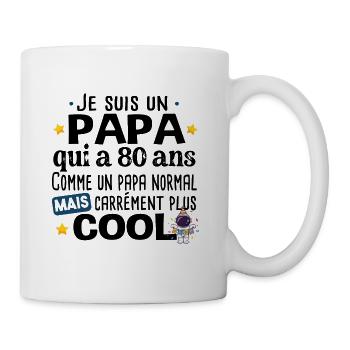 Papa 80 ans Anniversaire Fête des Pères Humour - Mug blanc - blanc - Droite