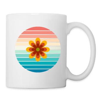 Retro Blume Flower Power Bunt - Tasse - Weiß - Rechts