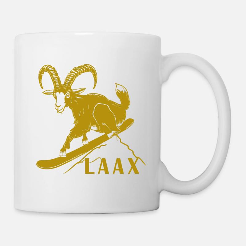 Laax Graubünden Steinbock Snowboard Suisse - Mug blanc - blanc