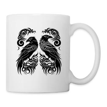 Odins Raben Hugin und Munin Tribal Tattoo Wikinger - Tasse - Weiß - Rechts