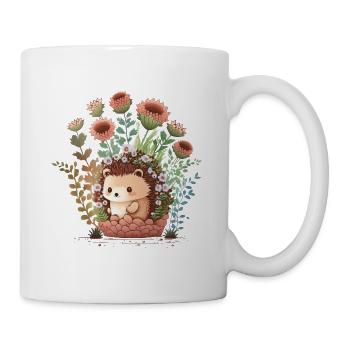 Niedlicher Igel, Blumentopf, Einheimische Tiere - Tasse - Weiß - Rechts