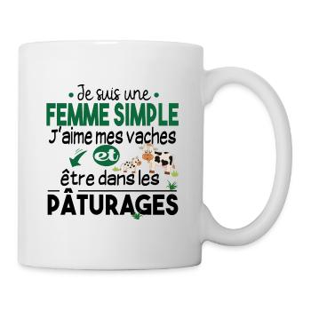 Vache Veau Animal Cadeau Femme Pâturage Fermière - Mug blanc - blanc - Droite