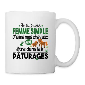 Cheval Poney Equestre Chevaux Cadeau Paturage - Mug blanc - blanc - Droite