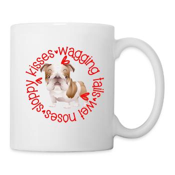 Cute Bulldog, sloppy kisses - Mug - white - Right