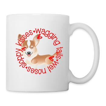 Cute Corgi, sloppy kisses - Mug - white - Right