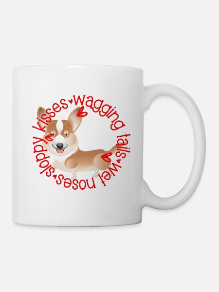 Cute Corgi, sloppy kisses - Mug - white