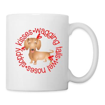 Cute Dachshund, sloppy kisses - Mug - white - Right