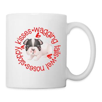 Cute Boston Terrier, sloppy kisses - Mug - white - Right