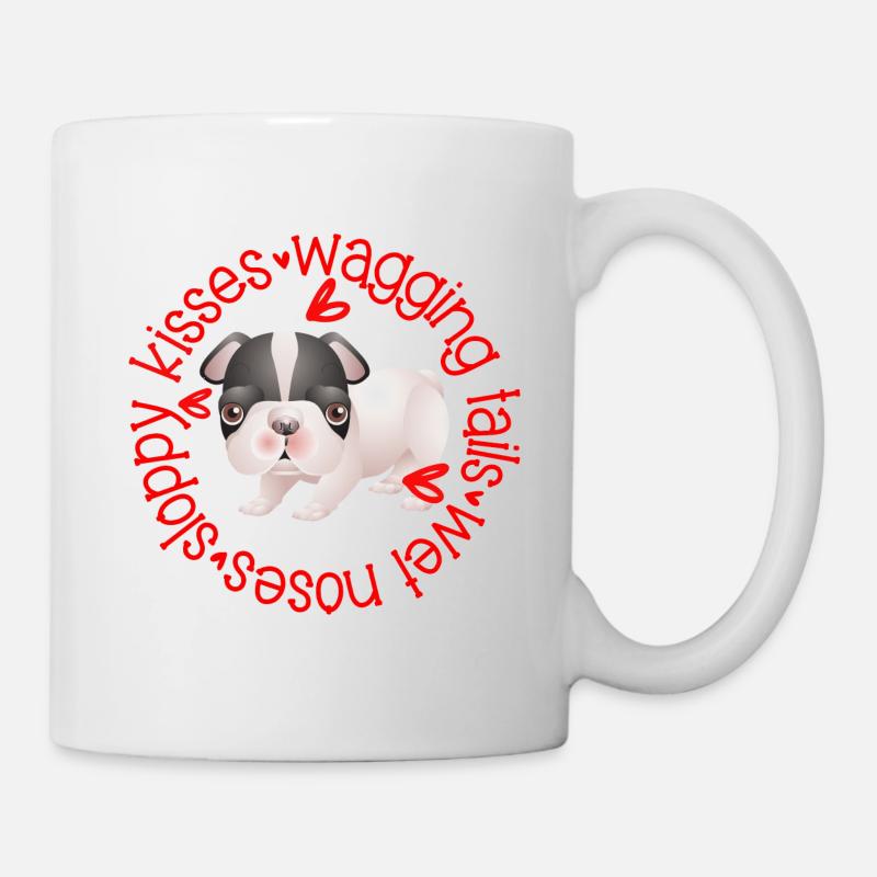 Cute Boston Terrier, sloppy kisses - Mug - white
