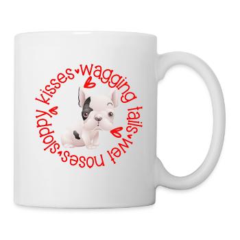 Cute French Bulldog, sloppy kisses - Mug - white - Right