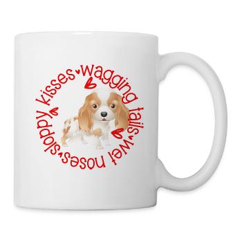 Cute King Charles Spaniel, sloppy kisses - Mug - white - Right