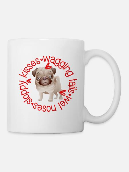 Cute Pug, sloppy kisses - Mug - white