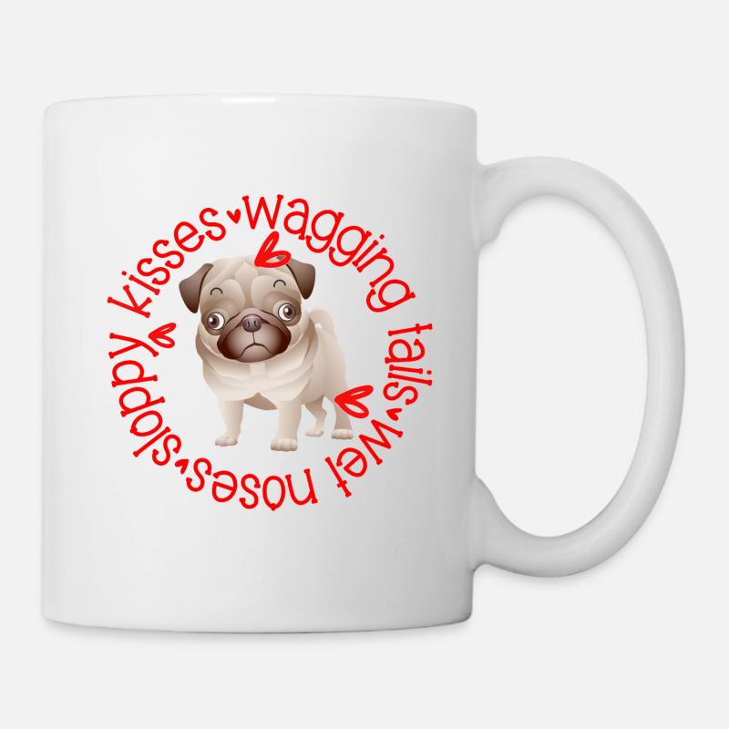 Cute Pug, sloppy kisses - Mug - white
