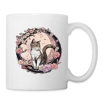 Cat with cherry blossoms - Mug - white - Right