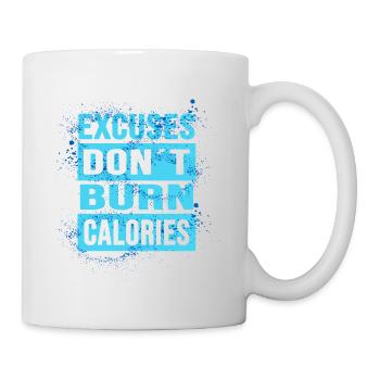 fitness bodybuilding no excuses sport protein - Tasse - Weiß - Rechts