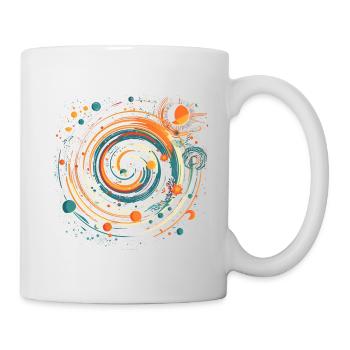 Retro Space Planeten Wirbel in orange und türkis - Tasse - Weiß - Rechts