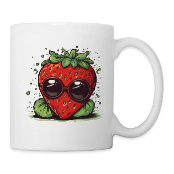 Fraise de dessin animé cool avec des lunettes de soleil - Mug blanc - blanc - Droite