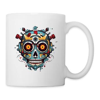 Mexican skull of robot - Mug - white - Right