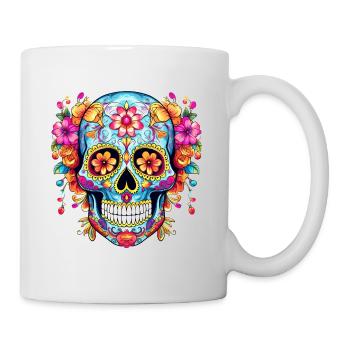 Mexican skull, flowers, skull, floral - Mug - white - Right