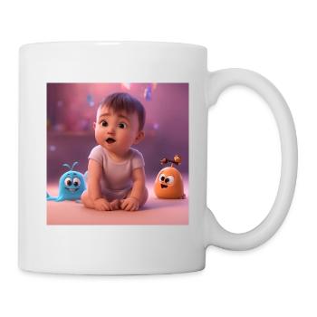 niedliches Baby mit Kreaturen - Tasse - Weiß - Rechts