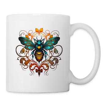 Bee, Bumblebee, Insect, Floral, Pattern, Ornaments - Mug - white - Right
