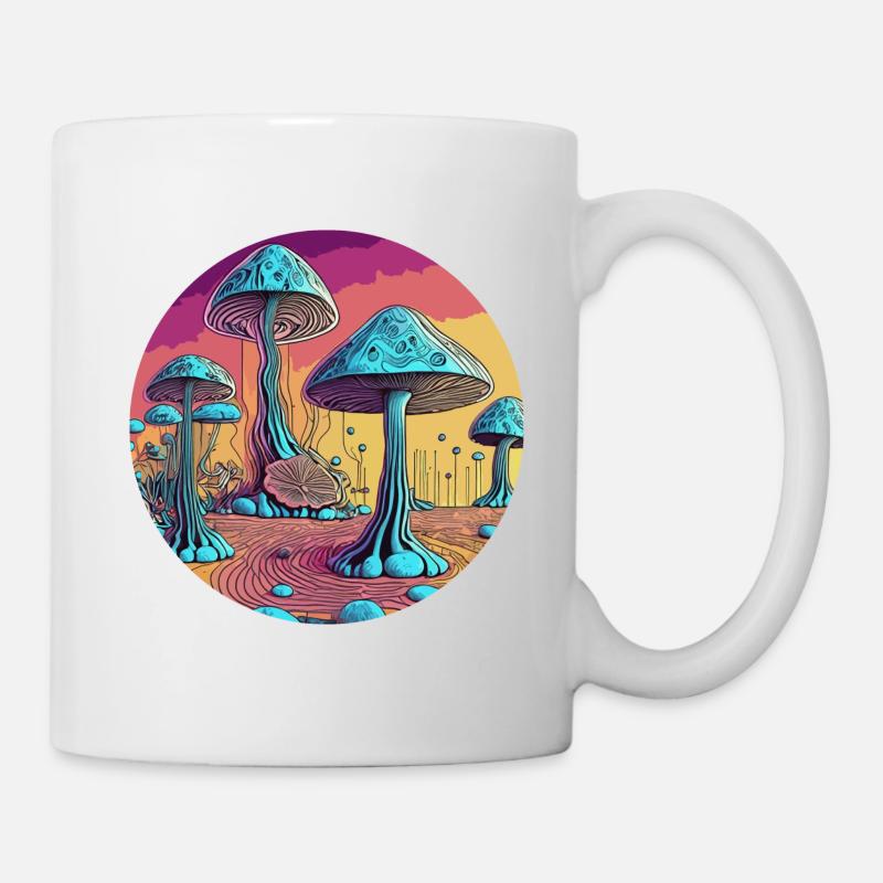 Psychedelisches Pilzbaumtal - Tasse - Weiß