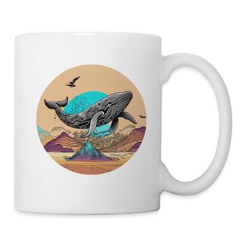 Psychedelic Desert with Flying Whale - Mug - white - Right