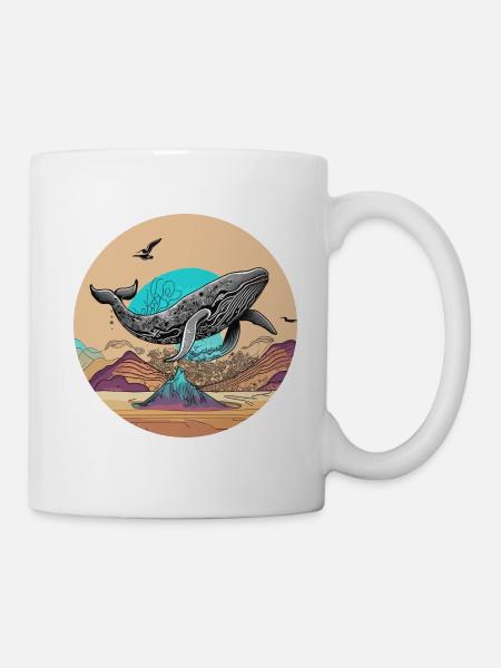 Désert psychédélique avec Flying Whale - Mug blanc - blanc