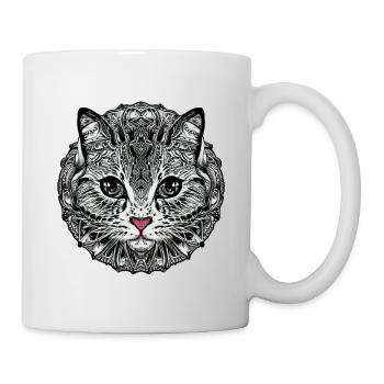 CHAT STYLISÉ MANDALA TRUFFE ROSE - Mug blanc - blanc - Droite