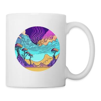 Ciel psychédélique au-dessus du désert et de la vallée - Mug blanc - blanc - Droite
