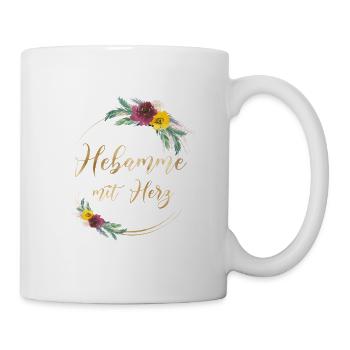 HEBAMME MIT HERZ ! Blumen, tropisch - Tasse - Weiß - Rechts