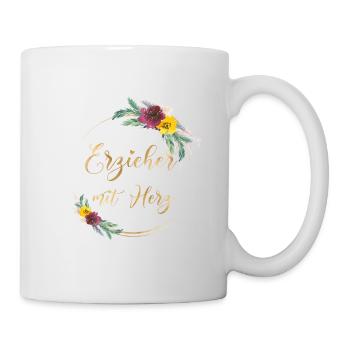 Erzieher mit Herz - personalisierbar Tropisch - Tasse - Weiß - Rechts