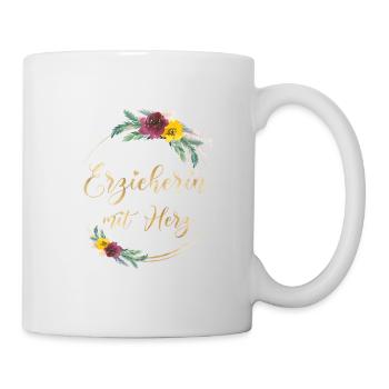 Erzieherin mit Herz - personalisierbar Tropisch - Tasse - Weiß - Rechts