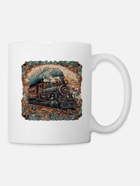 Zug / Lokomotive / Dampflok / Eisenbahn / Lock - Tasse - Weiß