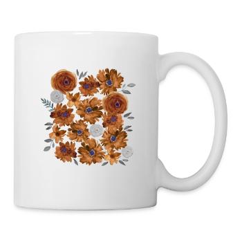 Cheerful autumn watercolor flowers in terracotta - Mug - white - Right