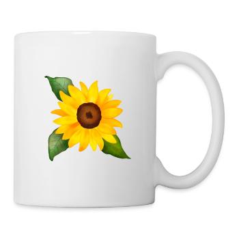 Joyeuse aquarelle de tournesol peinte à la main - Mug blanc - blanc - Droite