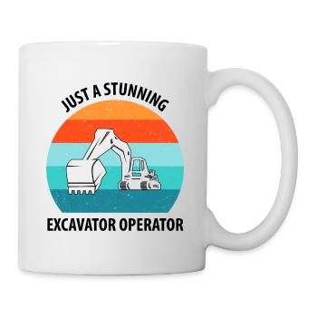 Bagger Baggerfahrer Baggerwagen - Tasse - Weiß - Rechts