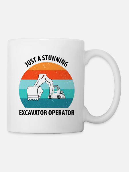 Bagger Baggerfahrer Baggerwagen - Tasse - Weiß