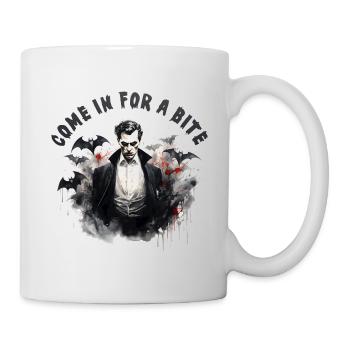 Design d’Halloween - Vampire vient manger un morceau - Mug blanc - blanc - Droite